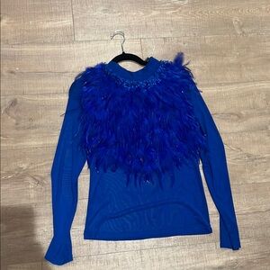 Blue feather blouse